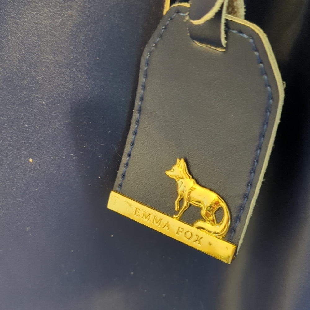 Emma Fox Blue Leather Tote Sleek Design - Picture 2 of 13